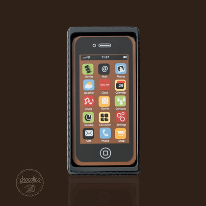 czekoladowy telefon, telefon z czekolady, czekoladowy smartfon, czekoladowy Smartphone, Smartphone z czekolady, czekoladki dla klientów, gadżety czekoladowe, gadżety z czekolady, czekoladki dla firm, upominki dla firm, czekoladowa figurka, czekoladki dla